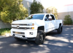 Chevrolet Silverado 3500 Electric Running Boards - Driver + Passenger Side - Go Rhino - VoltStep E1, Dual-Motor, LED, Magnetically-Activated - Textured Black - `15-`19